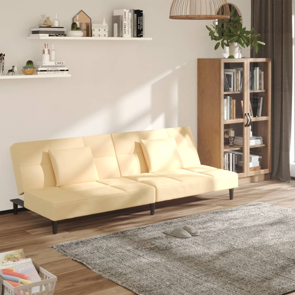 Canapea Extensibilă Cu 2 Locuri, 2 Perne, Catifea