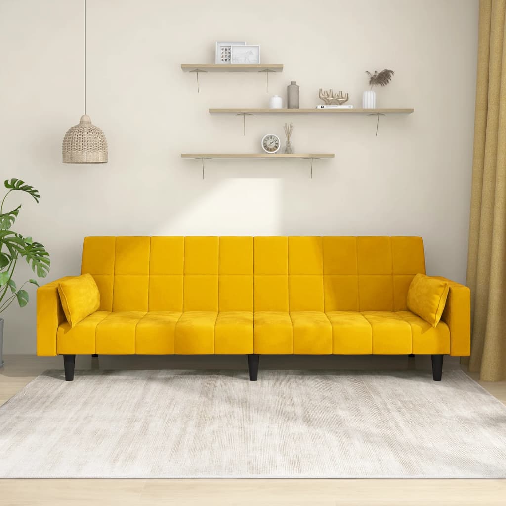 Canapea Extensibilă Cu 2 Locuri, 2 Perne, , Catifea