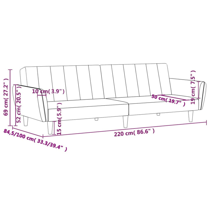 Canapea Extensibilă Cu 2 Locuri, , Textil