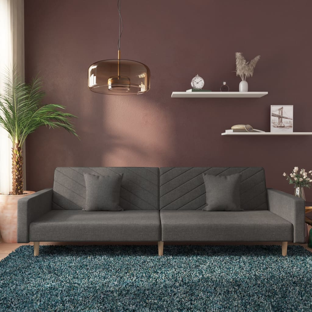 Canapea Extensibilă Cu 2 Locuri, 2 Perne, , Textil