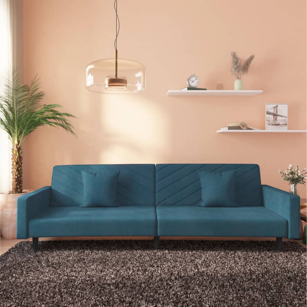 Canapea Extensibilă Cu 2 Locuri, 2 Perne, , Catifea