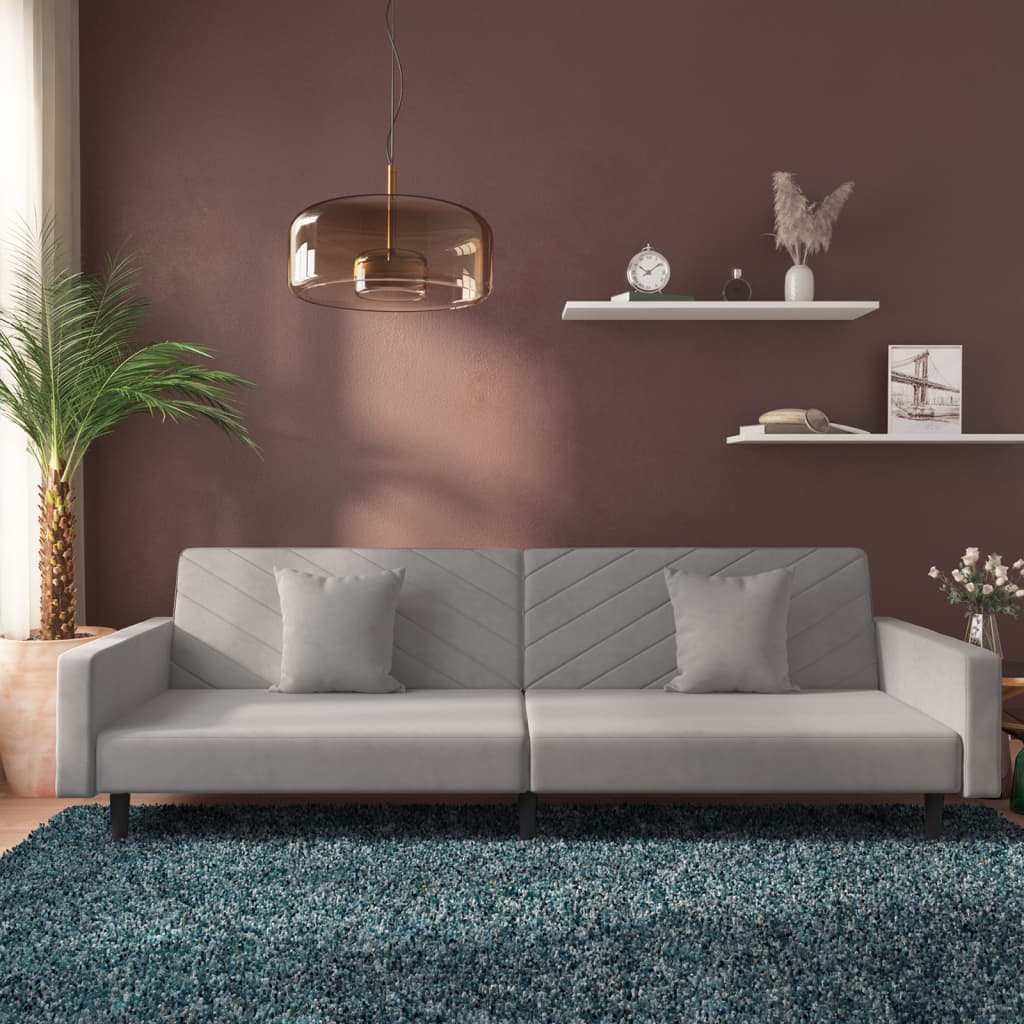 Canapea Extensibilă Cu 2 Locuri, 2 Perne, , Catifea