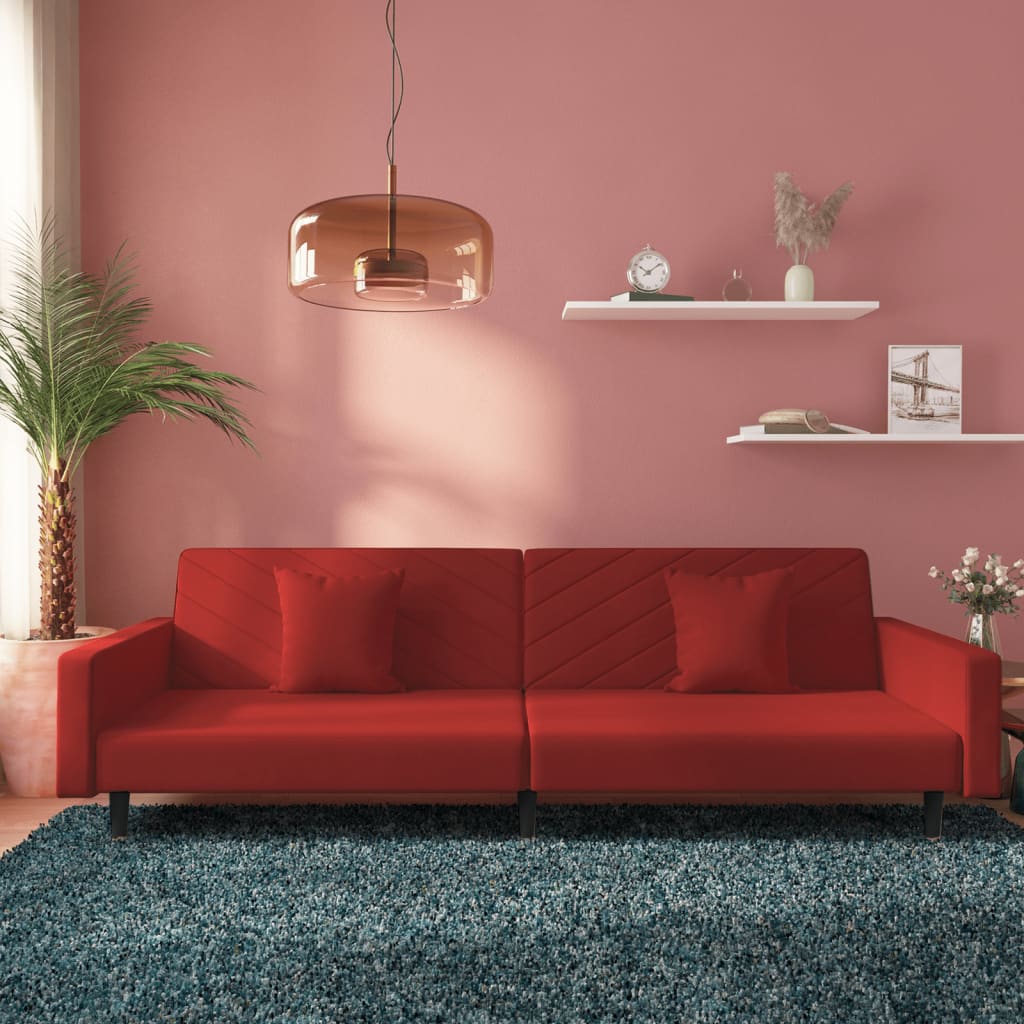 Canapea Extensibilă Cu 2 Locuri, 2 Perne, , Catifea