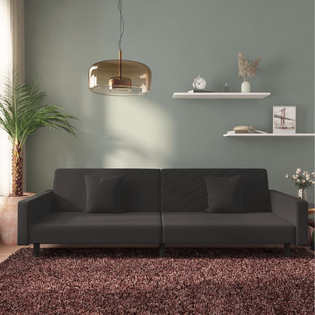 Canapea Extensibilă Cu 2 Locuri, 2 Perne, , Catifea