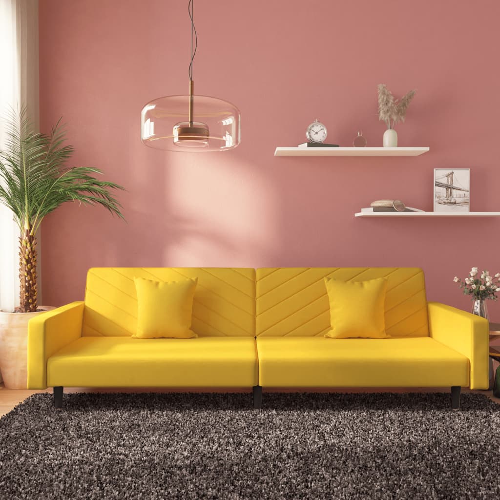 Canapea Extensibilă Cu 2 Locuri, 2 Perne, , Catifea