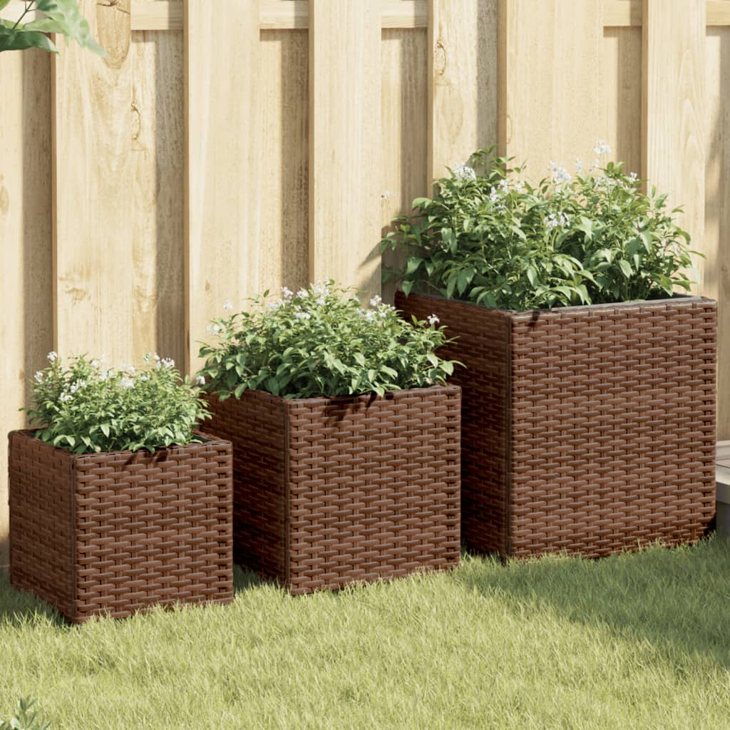 Jardiniere De Grădină, 3 Buc., , Poliratan
