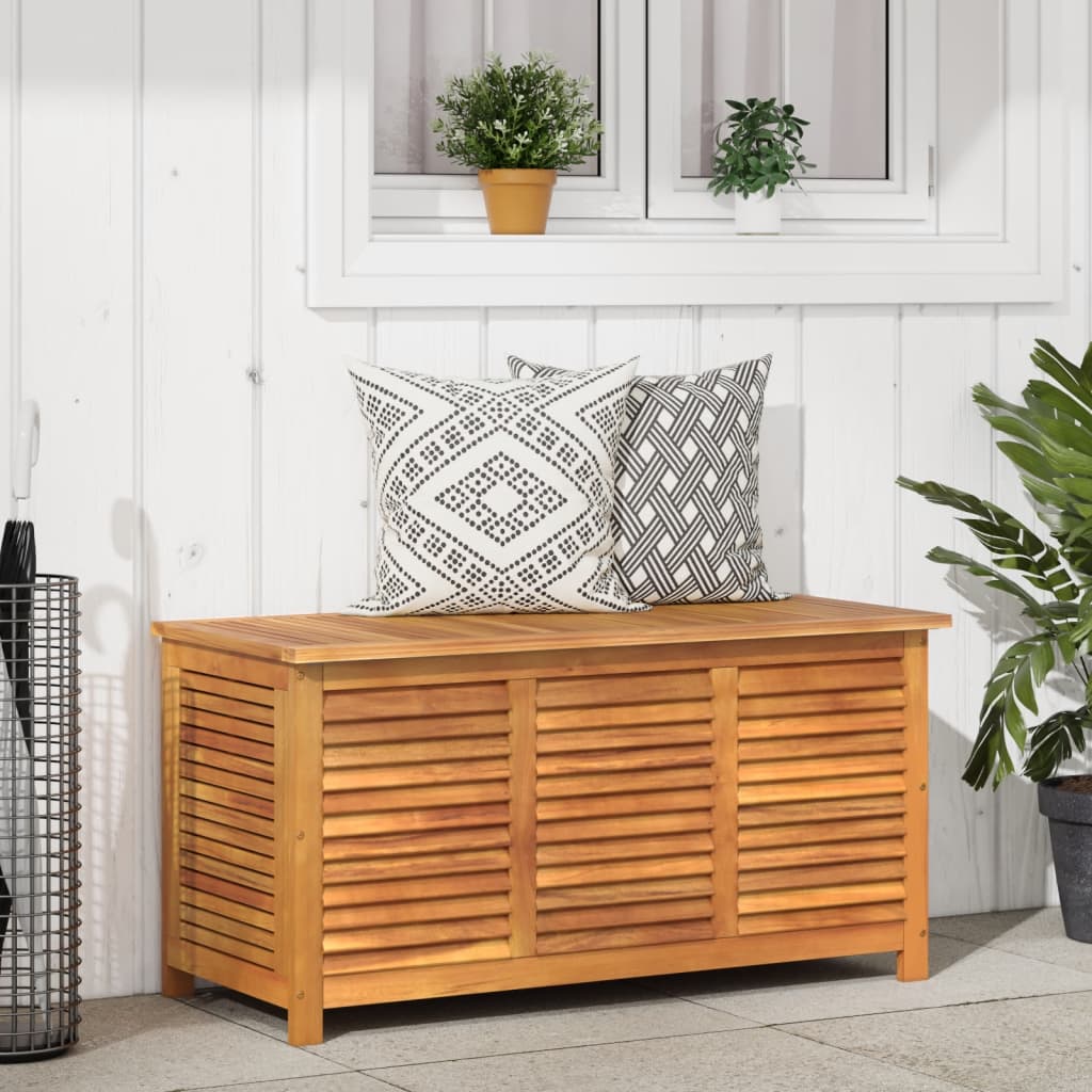 Ladă Depozitare Grădină Cu Grilaj 113X50X56Cm Lemn Masiv Acacia