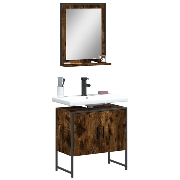 Set Dulapuri Baie, 2 Piese, Gri Sonoma, Lemn Prelucrat