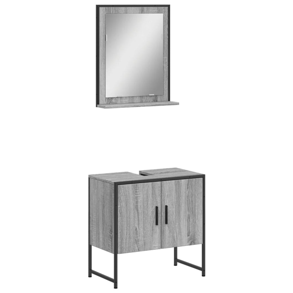 Set Dulapuri Baie, 2 Piese, Gri Sonoma, Lemn Prelucrat