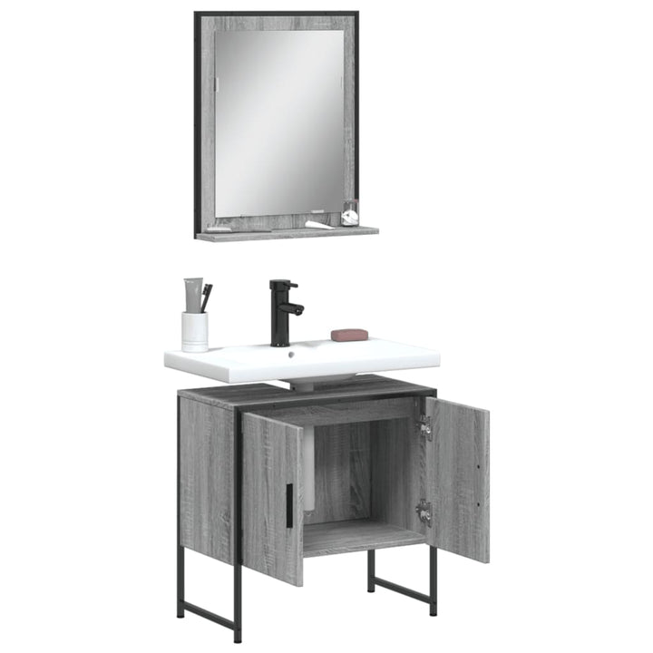 Set Dulapuri Baie, 2 Piese, Gri Sonoma, Lemn Prelucrat