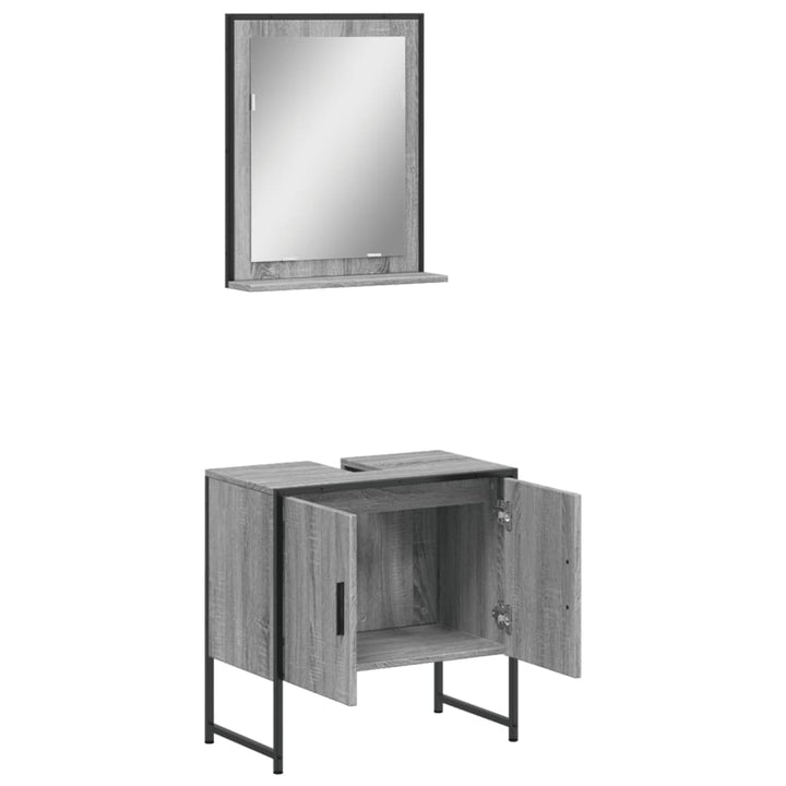 Set Dulapuri Baie, 2 Piese, Gri Sonoma, Lemn Prelucrat