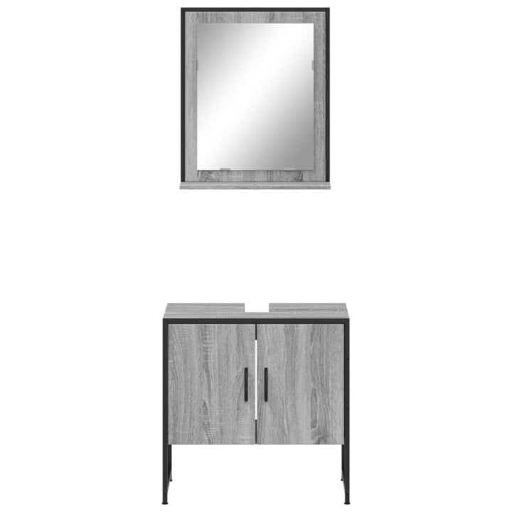 Set Dulapuri Baie, 2 Piese, Gri Sonoma, Lemn Prelucrat