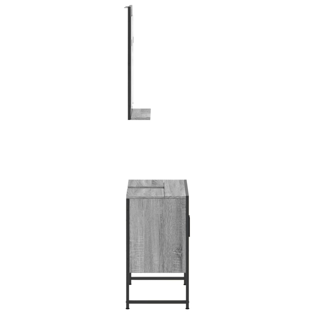 Set Dulapuri Baie, 2 Piese, Gri Sonoma, Lemn Prelucrat