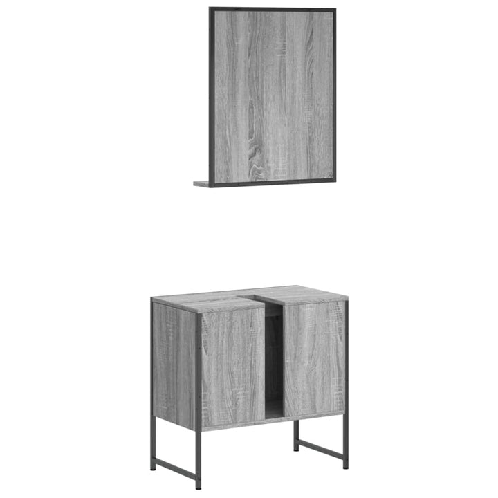 Set Dulapuri Baie, 2 Piese, Gri Sonoma, Lemn Prelucrat