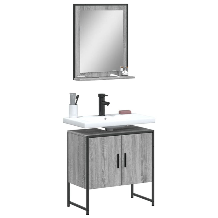 Set Dulapuri Baie, 2 Piese, Gri Sonoma, Lemn Prelucrat
