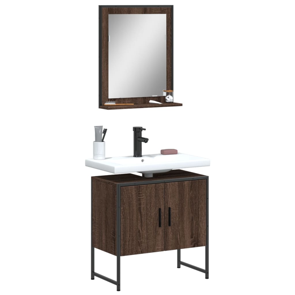 Set Dulapuri Baie, 2 Piese, Gri Sonoma, Lemn Prelucrat