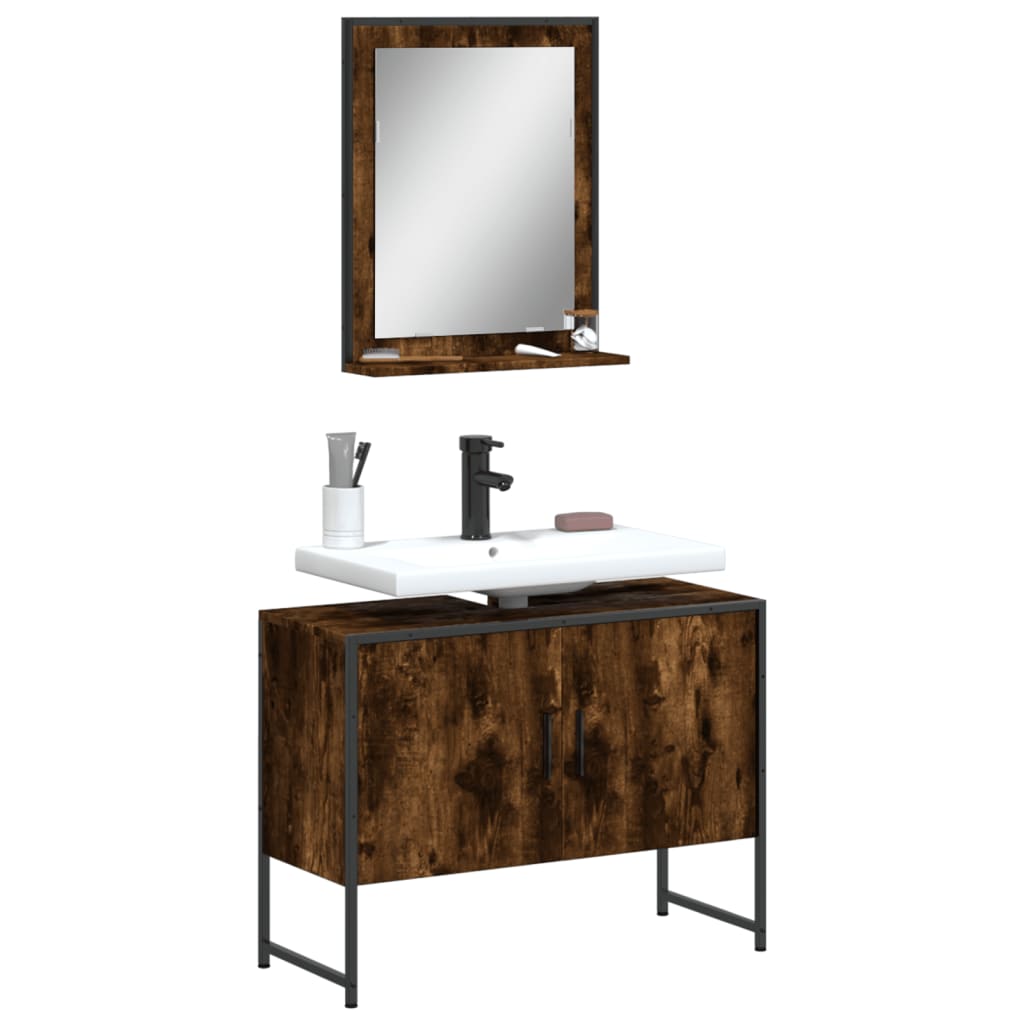 Set Dulapuri De Baie, 2 Piese, , Lemn Prelucrat