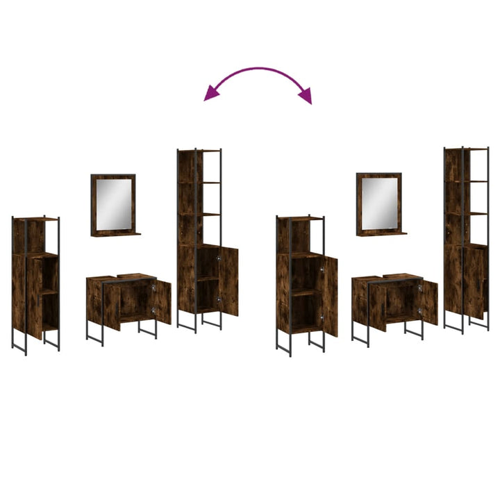 Set Dulapuri De Baie, 4 Piese, , Lemn Prelucrat