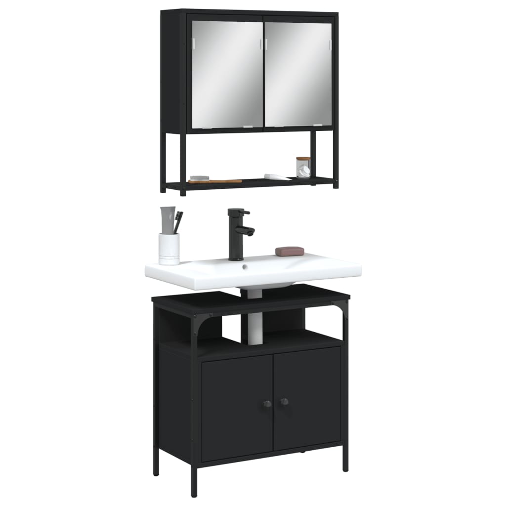 Set Mobilier De Baie, 2 Piese, Gri Sonoma, Lemn Prelucrat