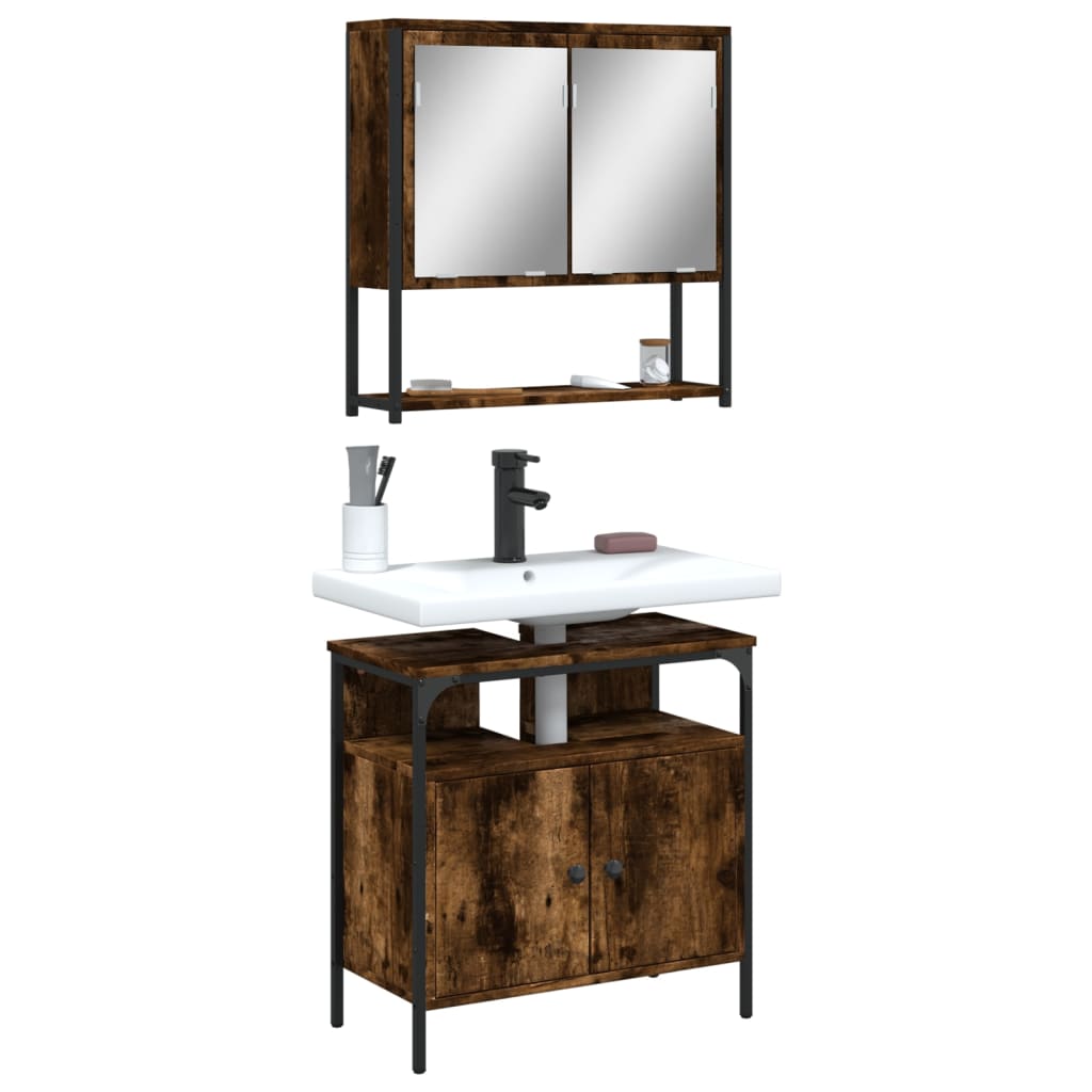 Set Mobilier De Baie, 2 Piese, Gri Sonoma, Lemn Prelucrat