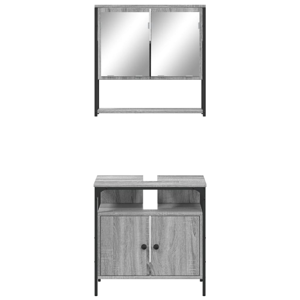 Set Mobilier De Baie, 2 Piese, Gri Sonoma, Lemn Prelucrat