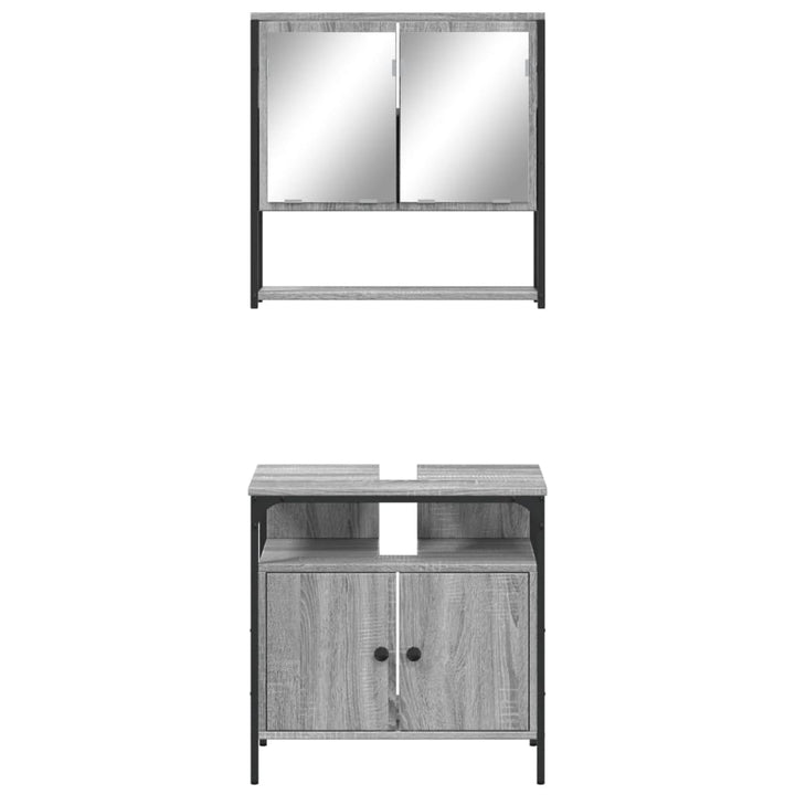 Set Mobilier De Baie, 2 Piese, Gri Sonoma, Lemn Prelucrat