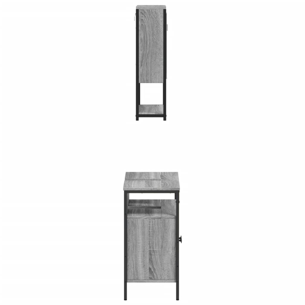 Set Mobilier De Baie, 2 Piese, Gri Sonoma, Lemn Prelucrat