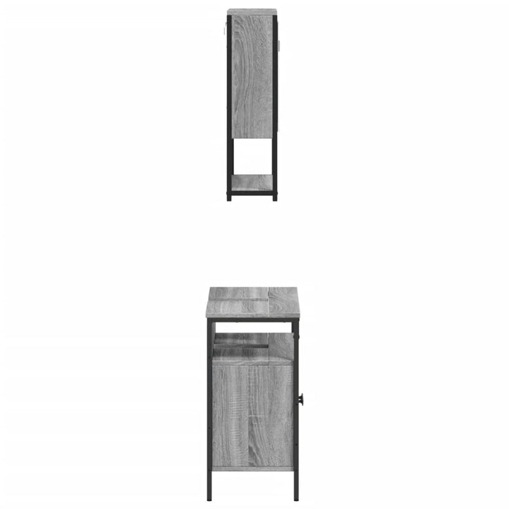 Set Mobilier De Baie, 2 Piese, Gri Sonoma, Lemn Prelucrat