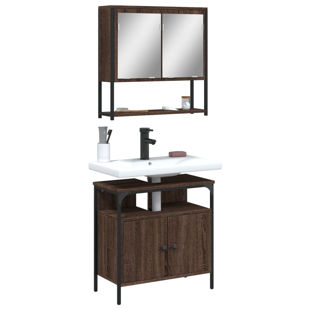 Set Mobilier De Baie, 2 Piese, Gri Sonoma, Lemn Prelucrat