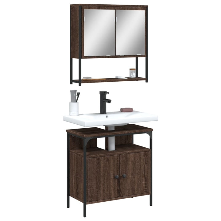 Set Mobilier De Baie, 2 Piese, Gri Sonoma, Lemn Prelucrat