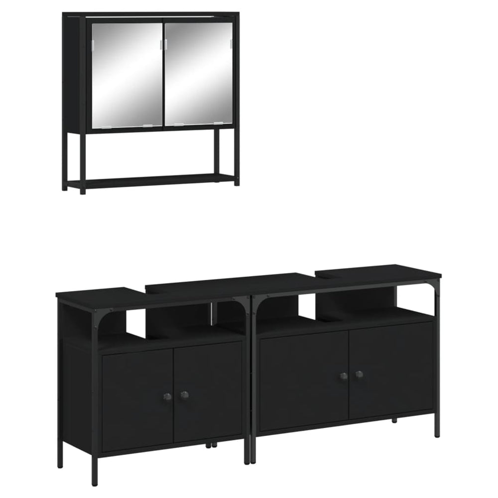 Set Mobilier De Baie, 3 Piese, , Lemn Compozit