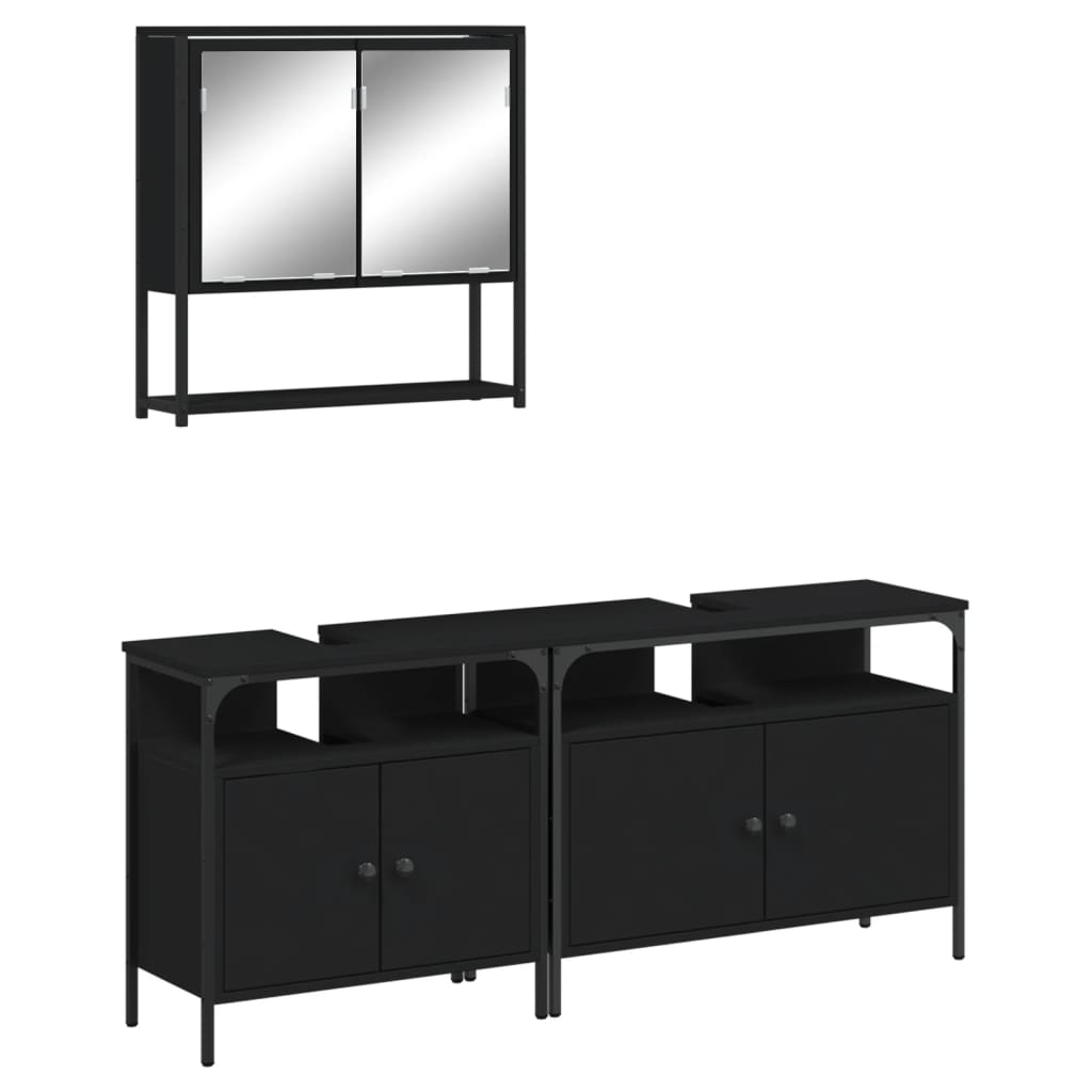 Set Mobilier De Baie, 3 Piese, , Lemn Compozit