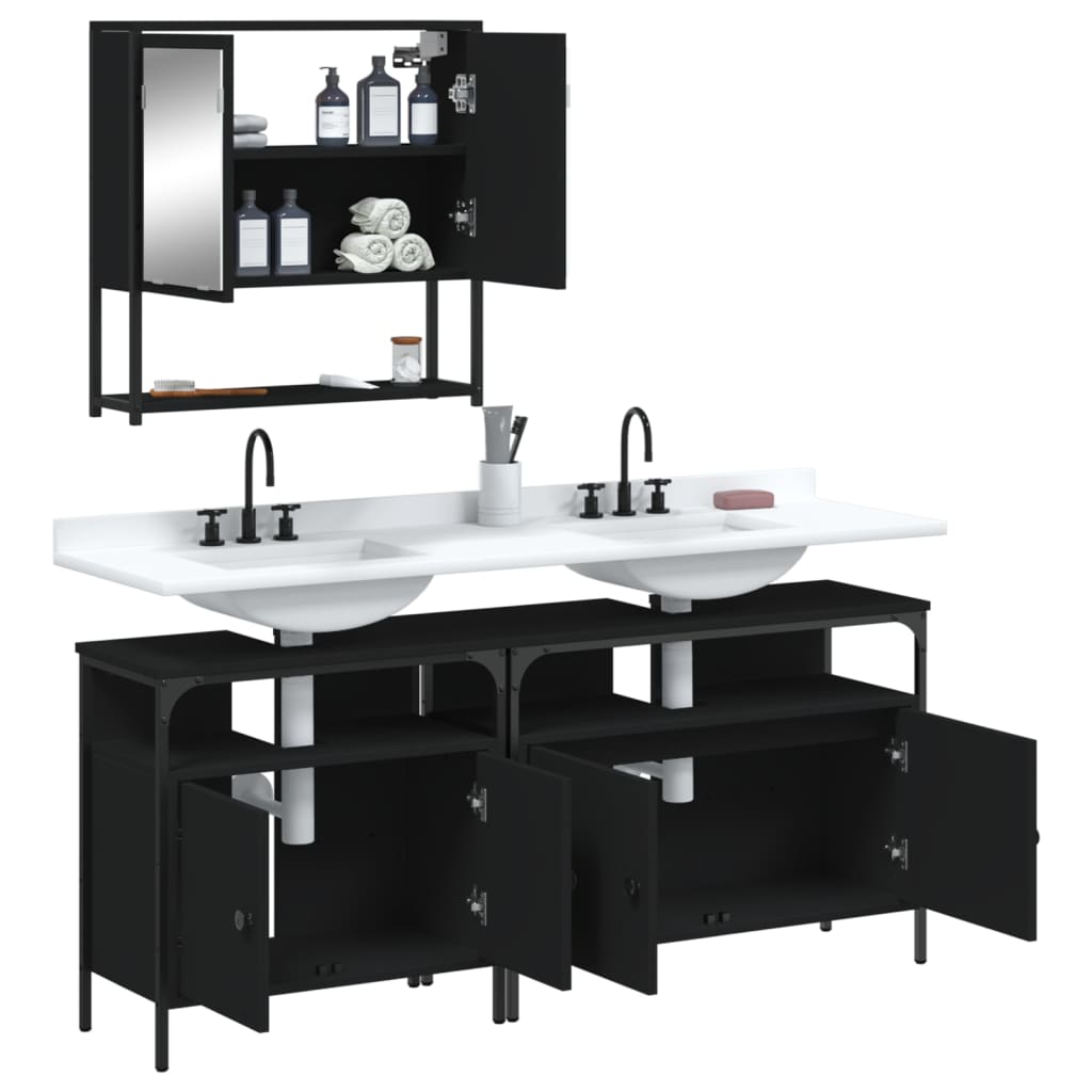 Set Mobilier De Baie, 3 Piese, , Lemn Compozit