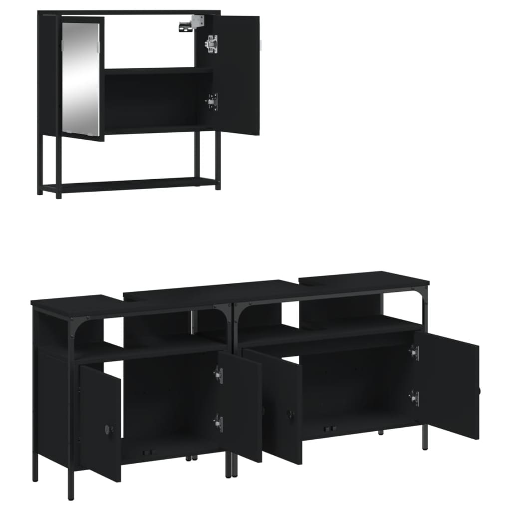 Set Mobilier De Baie, 3 Piese, , Lemn Compozit