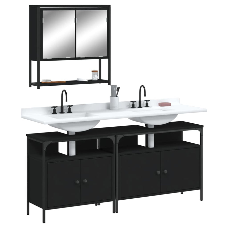 Set Mobilier De Baie, 3 Piese, , Lemn Compozit