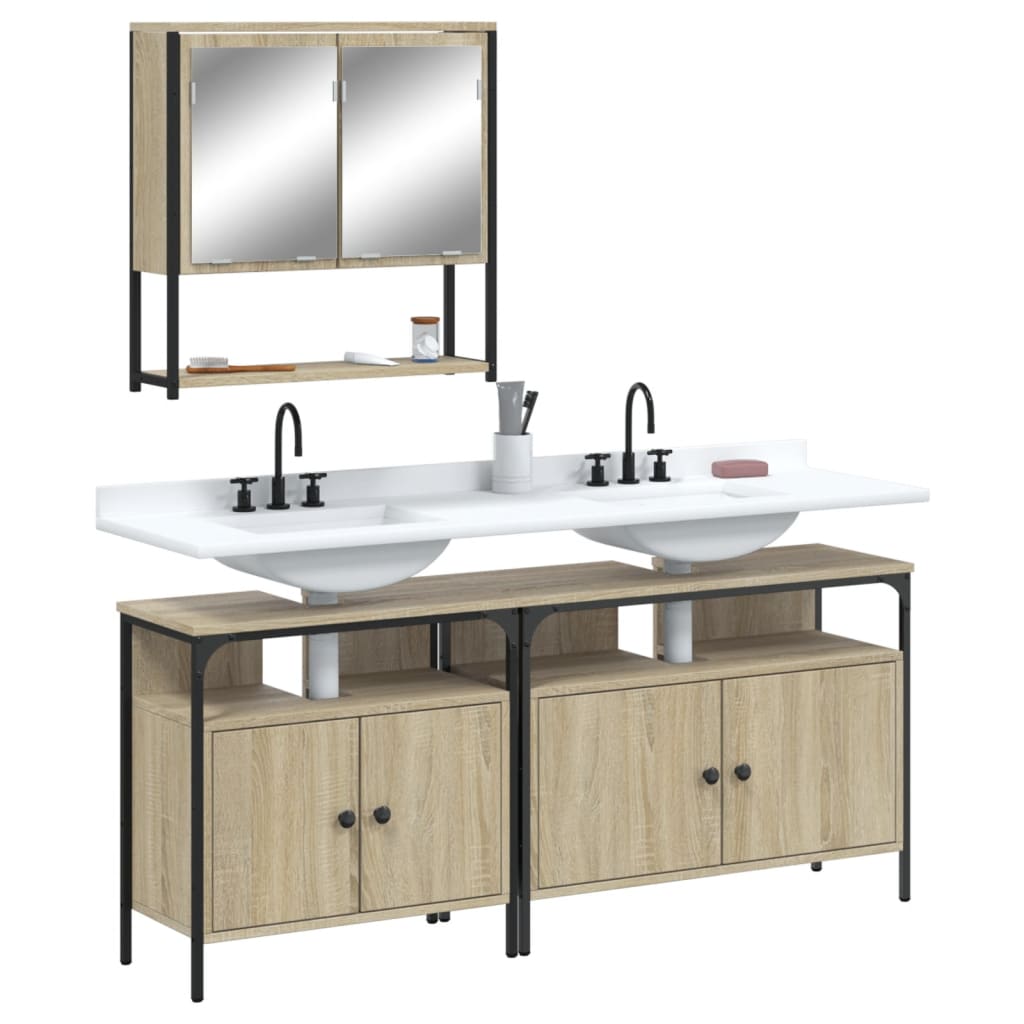Set Mobilier De Baie, 3 Piese, , Lemn Compozit