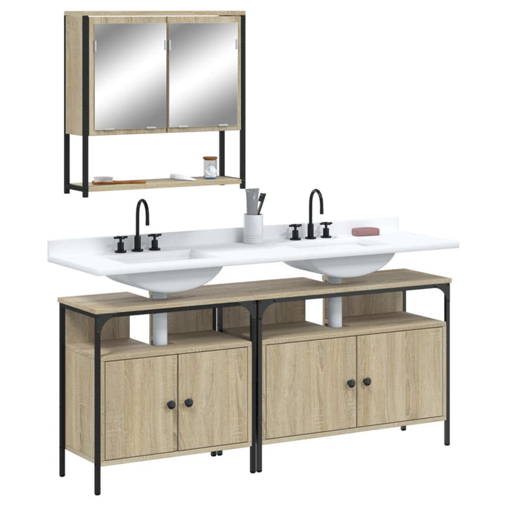 Set Mobilier De Baie, 3 Piese, , Lemn Compozit