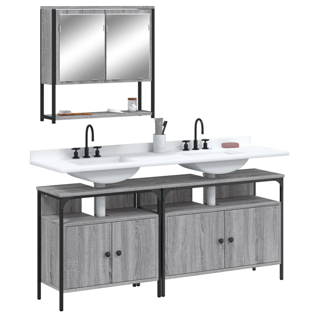 Set Mobilier De Baie, 3 Piese, , Lemn Compozit