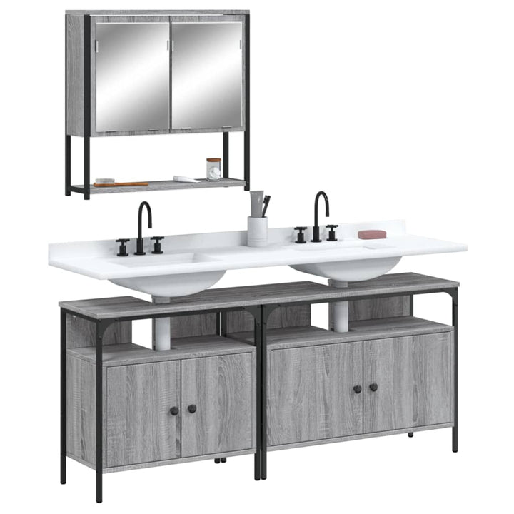 Set Mobilier De Baie, 3 Piese, , Lemn Compozit