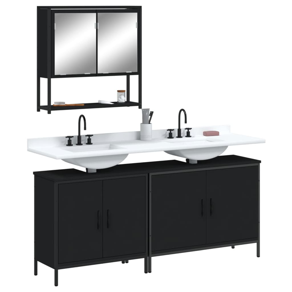 Set Mobilier De Baie, 3 Piese, Gri Sonoma, Lemn Prelucrat