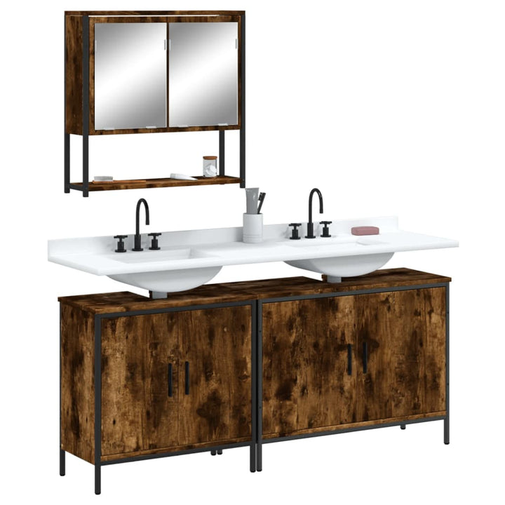 Set Mobilier De Baie, 3 Piese, Gri Sonoma, Lemn Prelucrat