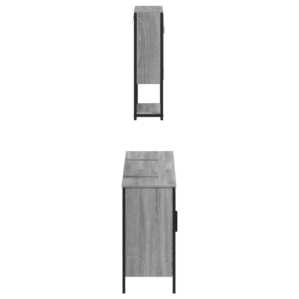 Set Mobilier De Baie, 3 Piese, Gri Sonoma, Lemn Prelucrat
