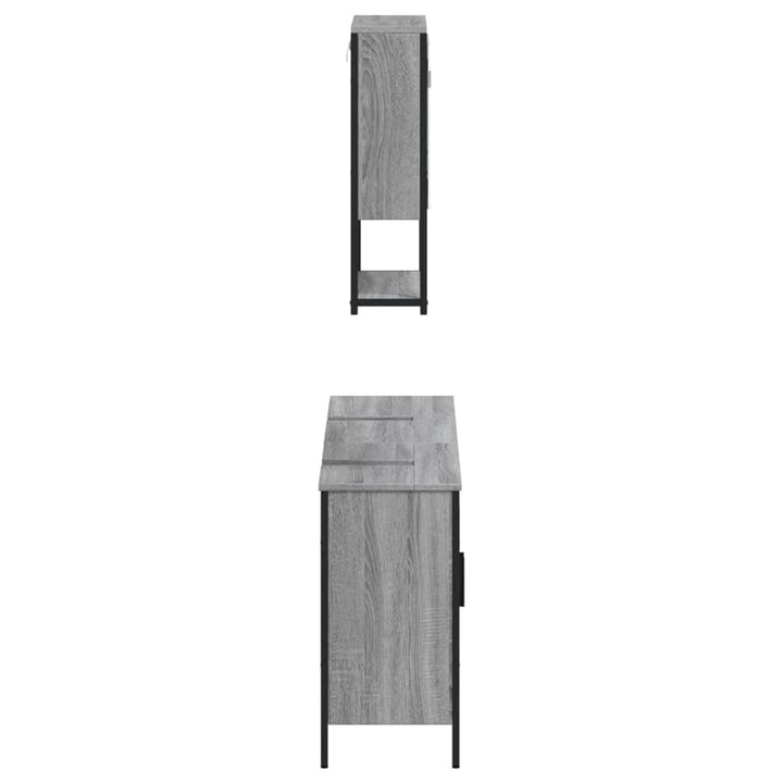 Set Mobilier De Baie, 3 Piese, Gri Sonoma, Lemn Prelucrat