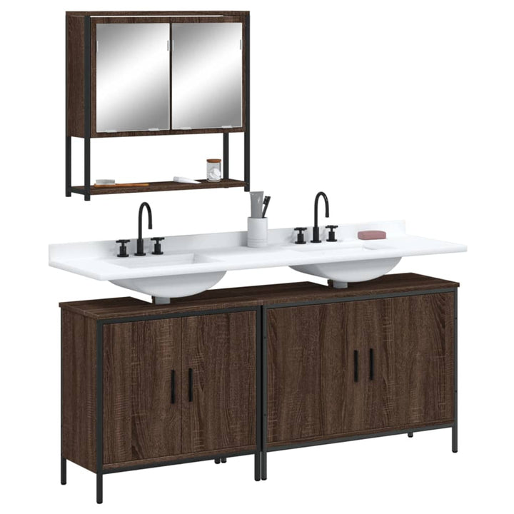 Set Mobilier De Baie, 3 Piese, Gri Sonoma, Lemn Prelucrat