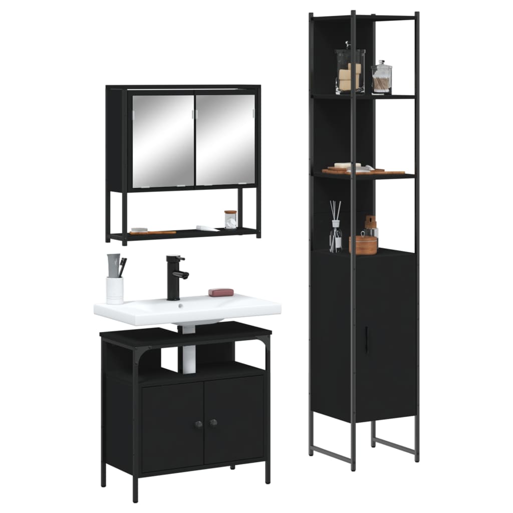 Set Mobilier De Baie, 3 Piese, Gri Sonoma, Lemn Prelucrat