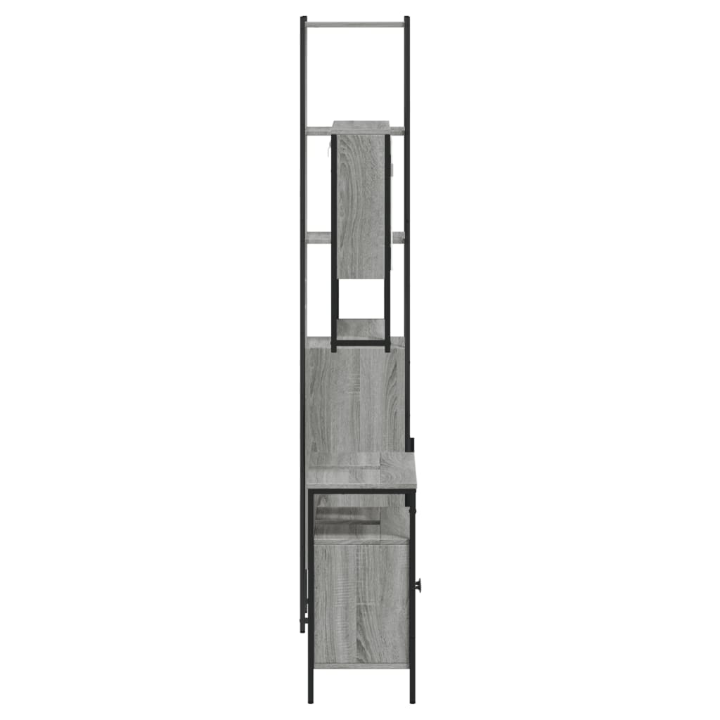Set Mobilier De Baie, 3 Piese, Gri Sonoma, Lemn Prelucrat