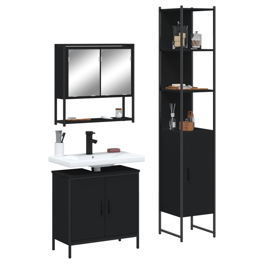 Set Mobilier De Baie, 3 Piese, Gri Sonoma, Lemn Prelucrat