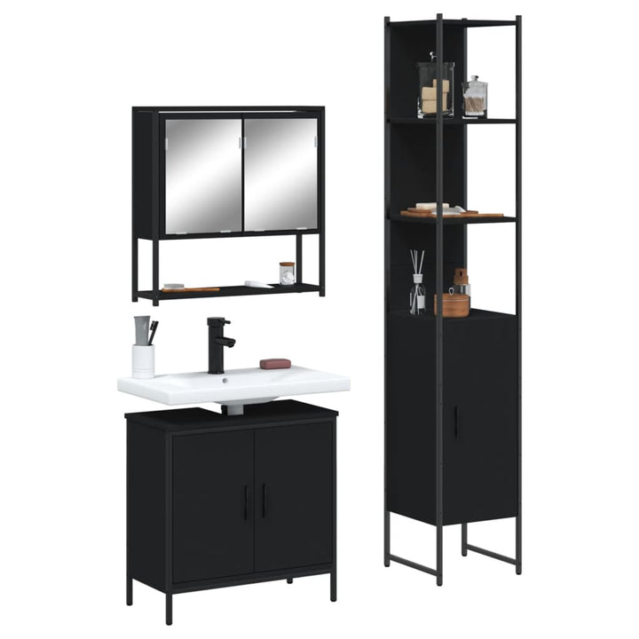 Set Mobilier De Baie, 3 Piese, Gri Sonoma, Lemn Prelucrat