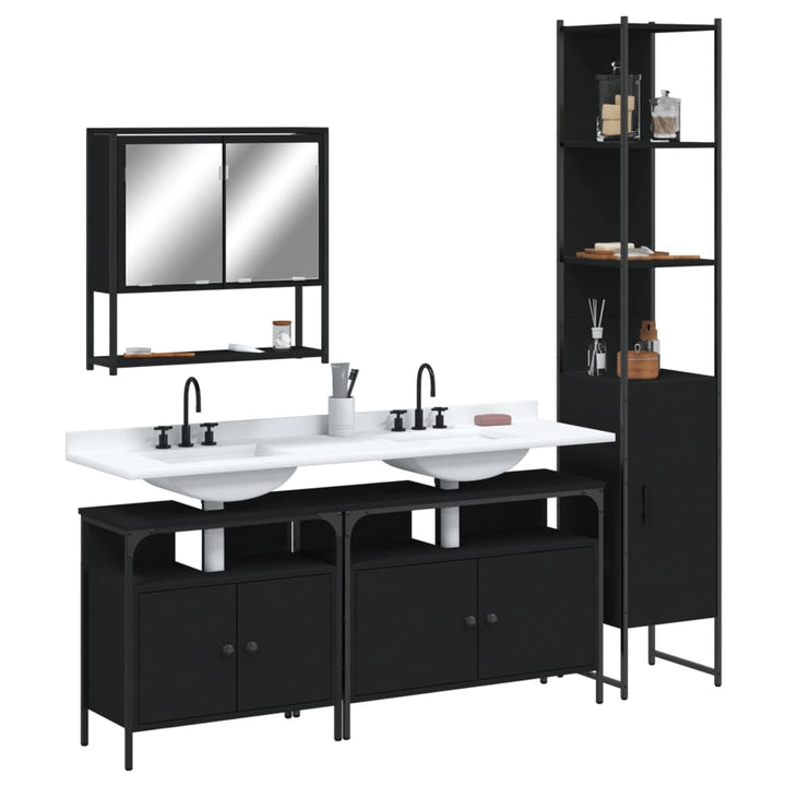 Set Mobilier De Baie, 4 Piese, , Lemn Prelucrat