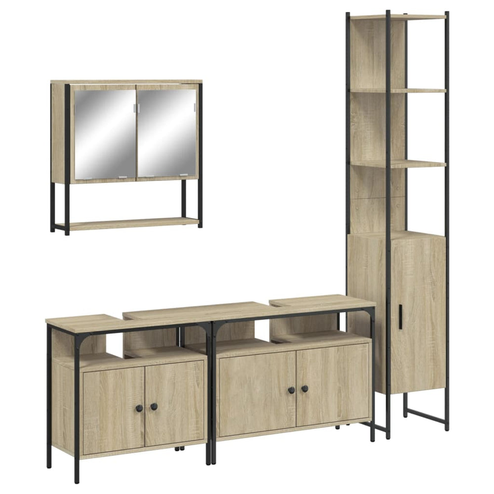 Set Mobilier De Baie, 4 Piese, , Lemn Prelucrat